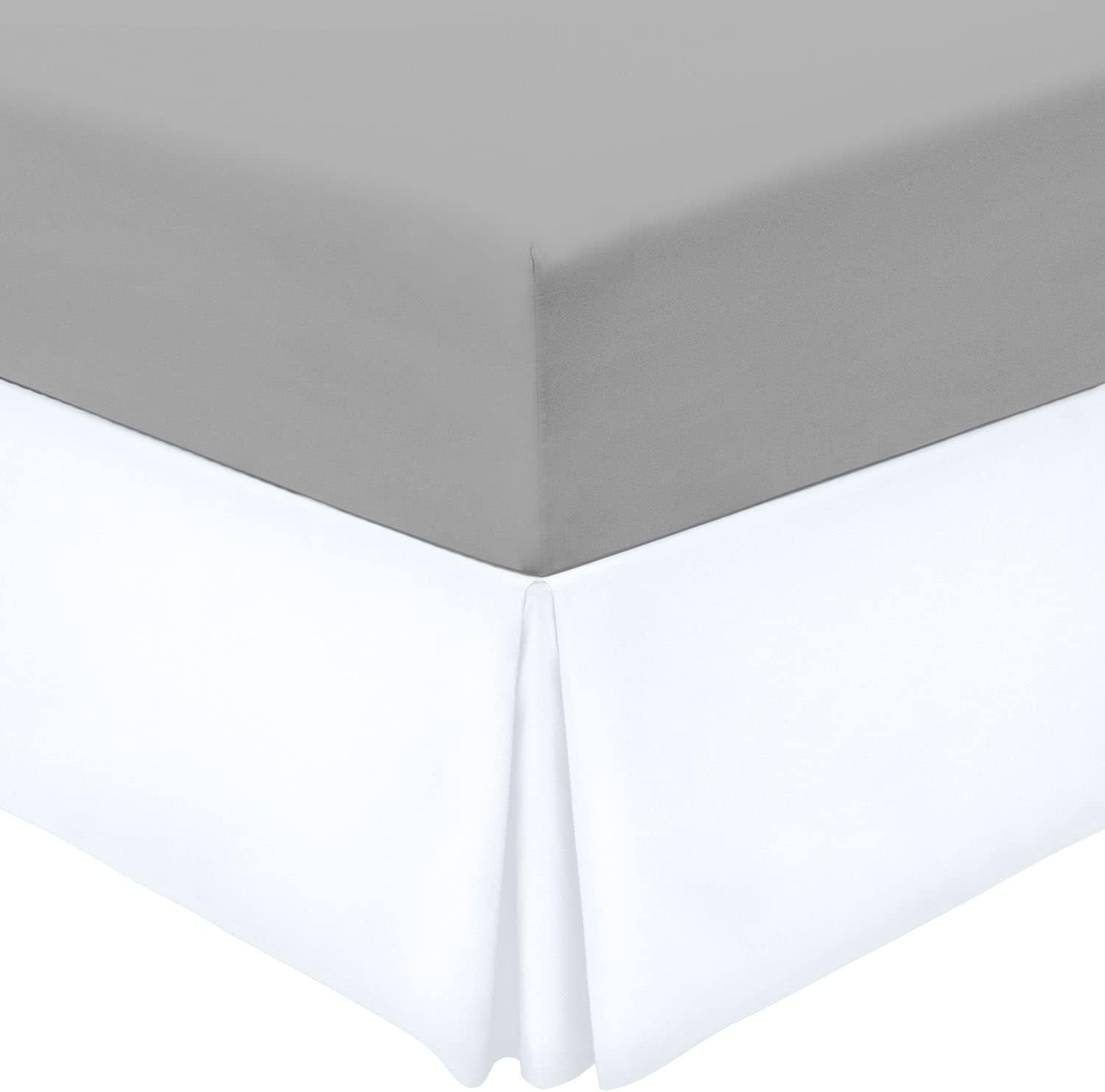 Mellanni Bed Skirt King Size - Bed Skirting - 15-Inch Tailored Drop Pleated Dust Ruffle - Hotel Luxury Bedding - Wrinkle, Fade, Stain Resistant - 1 Bedskirt (King, White)