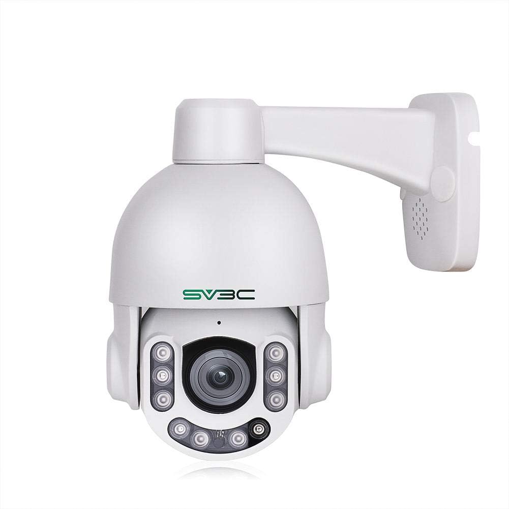 PTZ Camera Outdoor POE 5MP with Built-in Microphone for Two Way Audio, SV3C 10 LEDs Super HD Pan Tilt 5X Optical Zoom Security Surveillance CCTV Dome IP Camera Support SD Card Recording Max 128gb