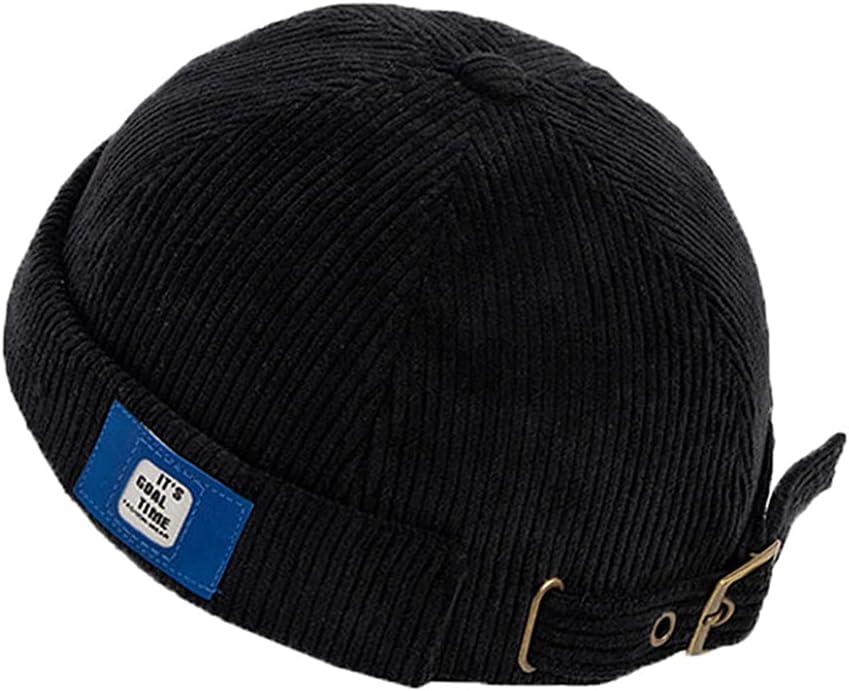 Men Hats Docker Cap Hats Skullcap Beanie Worker Sailor Cap Brimless Cap Rolled Cuff Retro Fashion Brimless Hat with Adjustable
