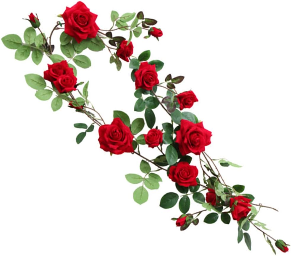 Cabilock 1pc Simulated Rose Vine Fake Flowers Garland Pink Garland Decor Plant Decor Christmas Decorations Faux Flowers Flower Artificial Vines Artificial Roses Floral Silk Flower