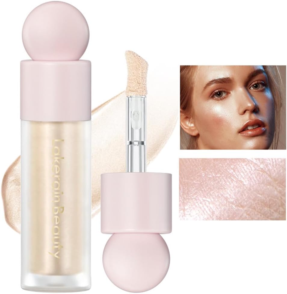 Liquid Highlighter - Contour Face Stick/Shimmer Cream Makeup, Glitter Luminizer With Cushion Applicator, Natural Looking Bronzer (01 Moonlight)
