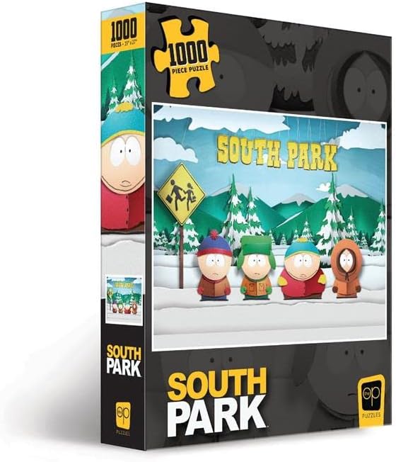South Park Paper Bus Stop 1000 Piece Jigsaw Puzzle | Collectible Puzzle Featuring Stan, Kyle, Cartman, and Kenny | Officially Licensed Comedy Central and South Park Merchandise