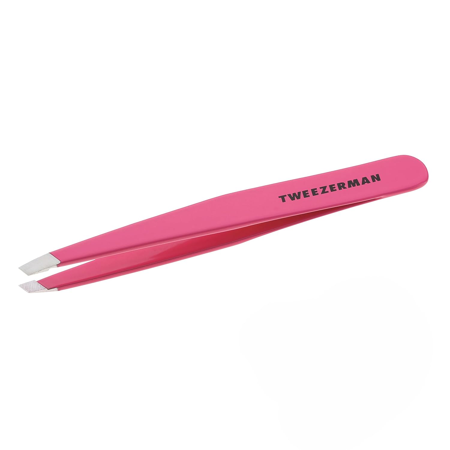 Tweezerman Stainless Steel Slant Tweezer - Eyebrow Tweezers for Women and Men (Neon Pink)