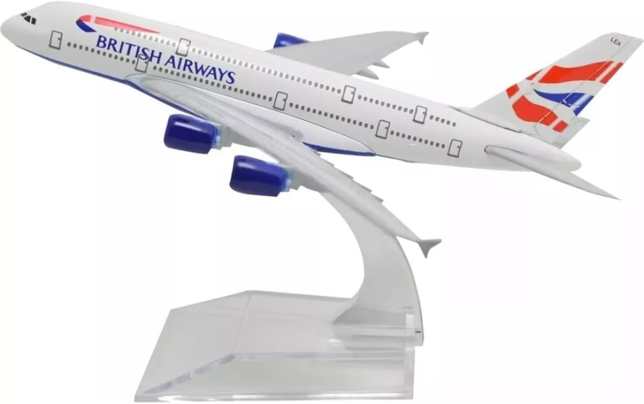 novaease 16cm British A380 Diecast Metal Plane 1:400, A380 Aircraft Plane Model Airlines Office Home Decoration Gift