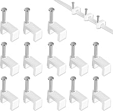 Cable Clips - CableGeeker 100 Pieces Ethernet Cable Clips with Nails 8mm Cord Holder for Cat6 Cat7 Flat Ethernet Cable (White)