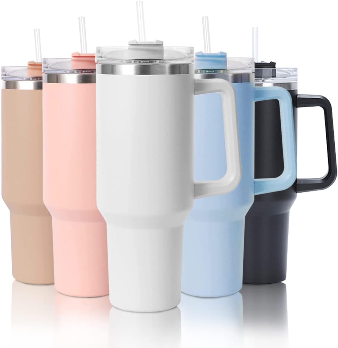 mebiusyhc 40oz Stainless Steel Vacuum Insulated Cup Double Wall Travel Flask Car Coffee Mug Tumbler with Straw with Handle for Hot Iced Coffee