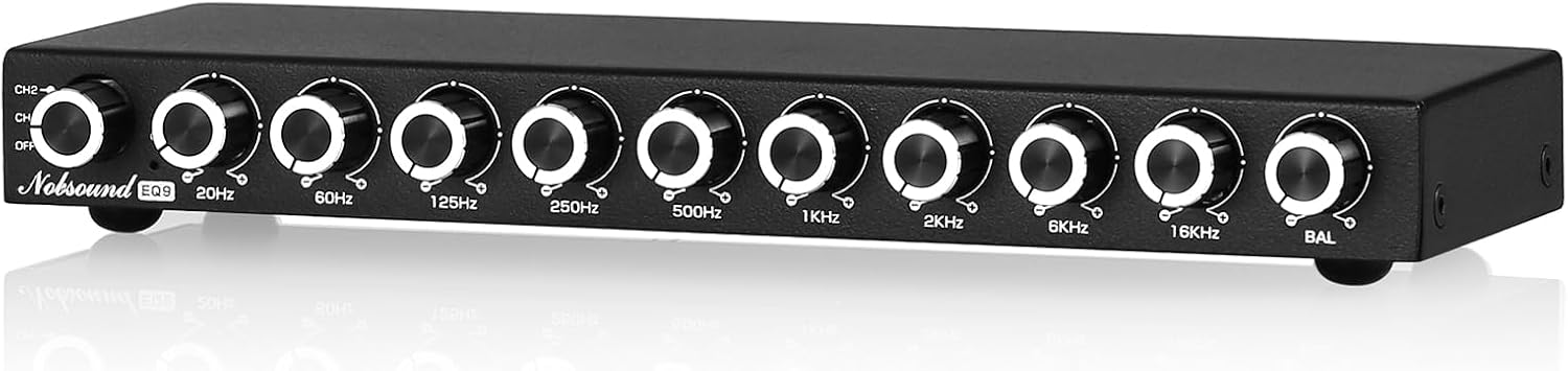 Nobsound HiFi 9-Band Stereo EQ Preamp Analog Equalizer Audio Processor for Home/Car (EQ9)