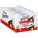 Kinder Bueno Milk and Hazelnut Cream Candy Bar Packs 2 Individually Wrapped Bars Per Pack Perfect Valentine's Day Gifts for Kids, hazelnut,milk chocolate, 30 Count