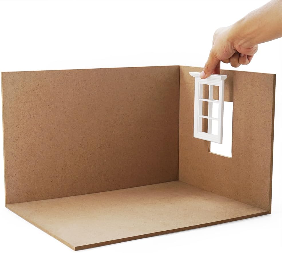 Odoria Dollhouse Room Box Miniature: 1/12 Scale Display Shadow Box Unfinished Construction for Diorama Craft - Mini Wooden Furniture for Doll Figure Model DIY