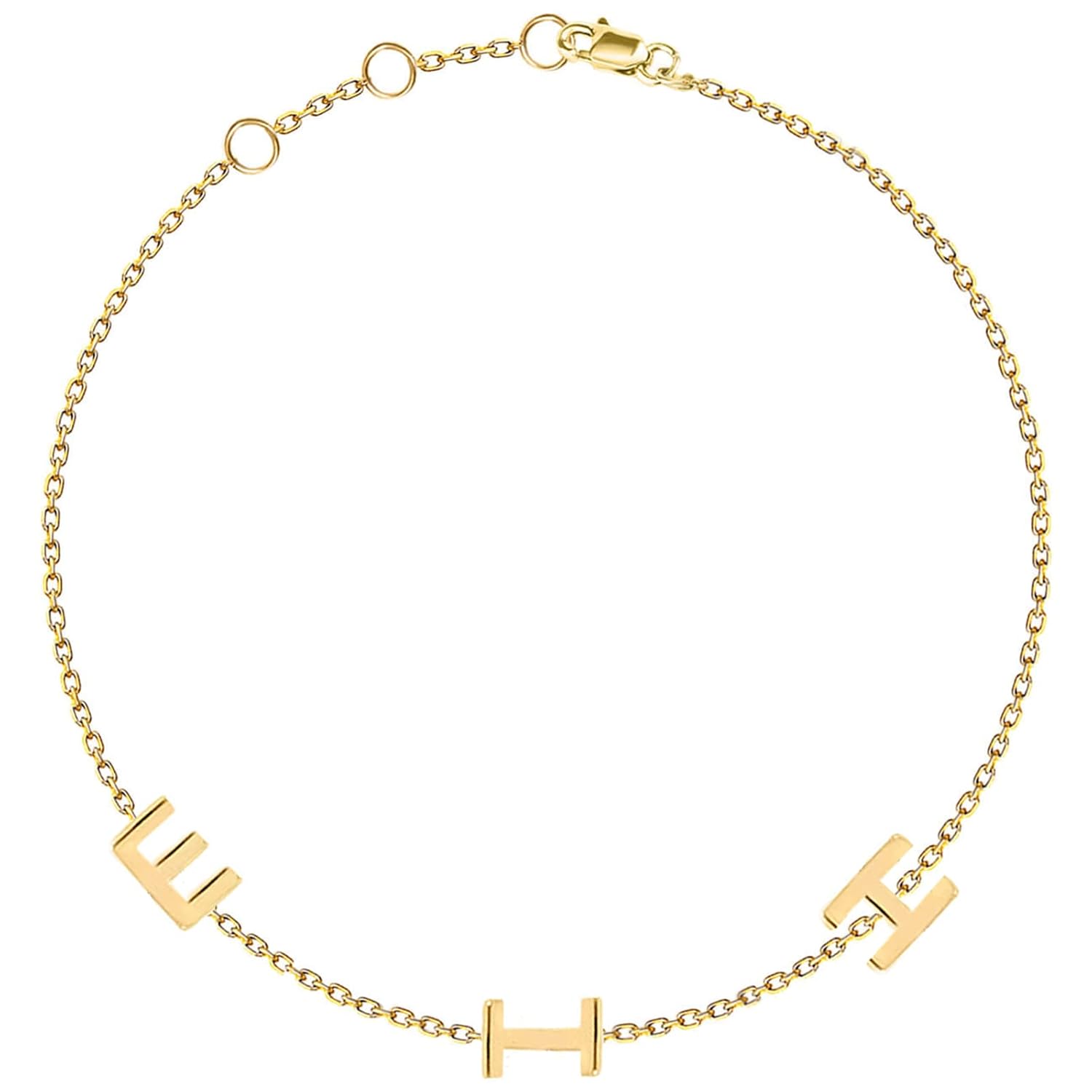 14k Gold or Silver Personalized Sideways Initial Letter Bracelet - Customize Your Solitaire Diamond Bracelet - Ideal Gift for Birthday, Weddings, Christmas, Engagements, Anniversaries