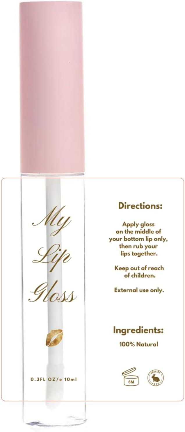 Lip Gloss Label Sticker for Cosmetic Bottle Roller Wrapper DIY Lip Business Packaging 50 pcs (Gold 1.78 x 2.2in)