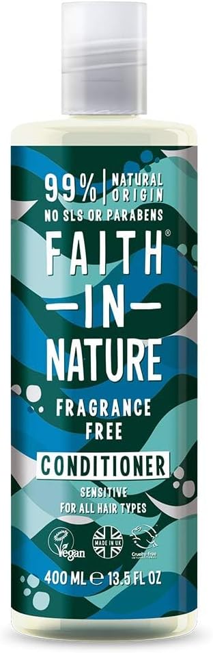 Faith In Nature Natural Fragrance Free Conditioner, Sensitive, Vegan and Cruelty Free, No SLS or Parabens, For All Hair Types, 400 ml