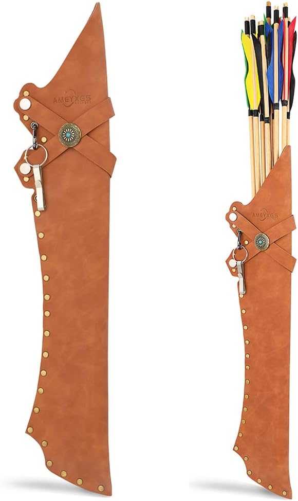 SHARROW Archery Hip Quiver Waist Hanged Arrow Quiver Adjustable LH/RH Arrows Holder Bag Side Quiver for Recurve Bow Traditional Longbow Hunting Shooting