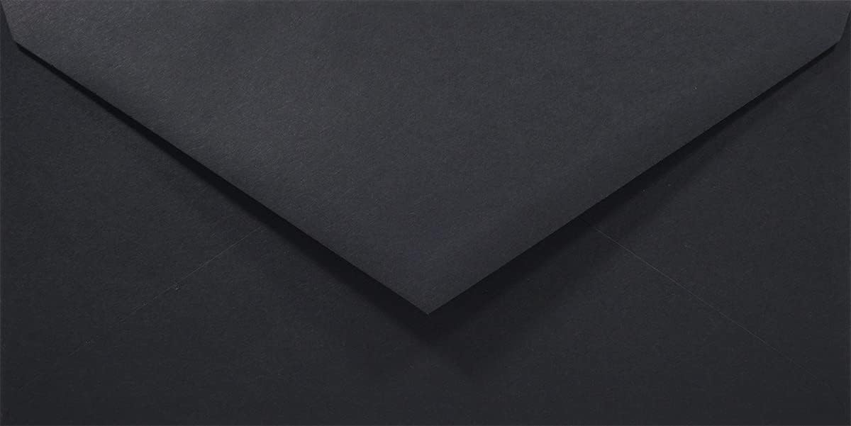 Netuno 100x black coloured long envelopes DIN DL 110x220mm 4.33x8.66 inches 80gsm Rainbow gummed pointed flap no window amarican for invitations Christmas wedding cards letters invoices voucher photos