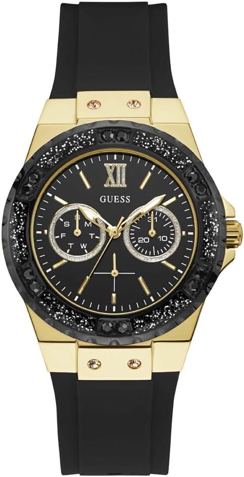 GUESS Women's Stainless Steel + Stain Resistant Silicone Watch