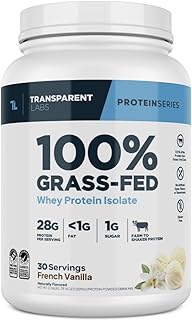 Transparent Labs Grass-Fed Whey Protein Isolate - Natural Flavor, Gluten Free Whey Protein Powder w/ 28g of Protein per Serving & 9 Essential Amino Acids - 30 Servings, French Vanilla
