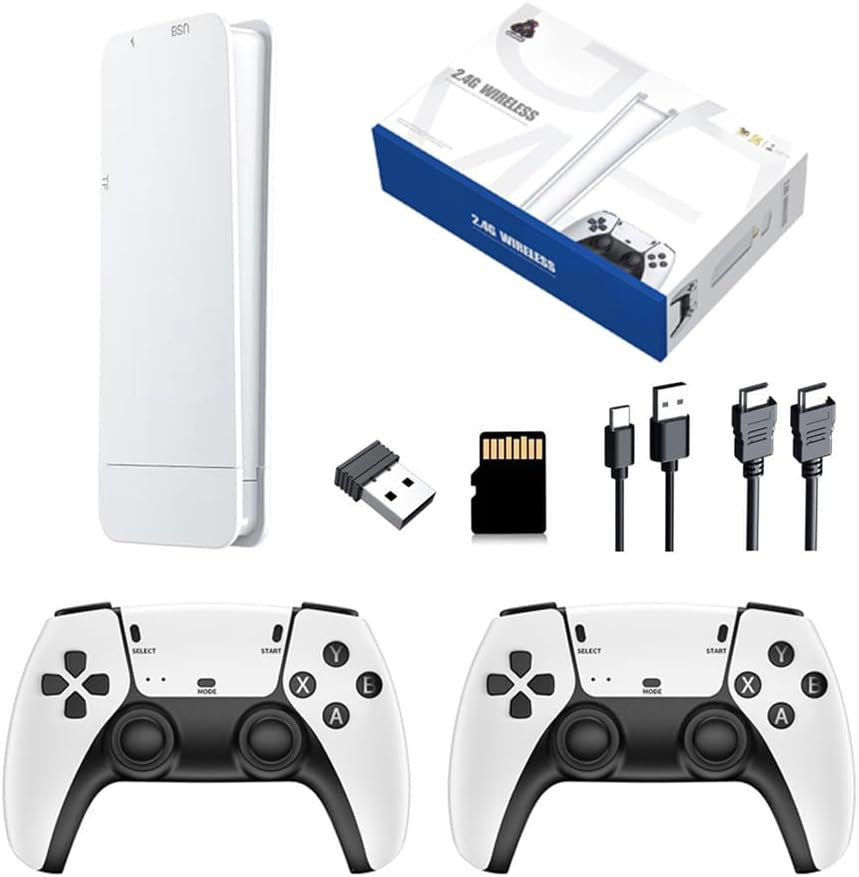 POFET Wireless Retro Game Stick Revisit Classic Games Console with 64GB Built-in Card Super Wireless USB Game Console Plug and Play TV Stick with 2 Game Controllers Support 4K HD Output
