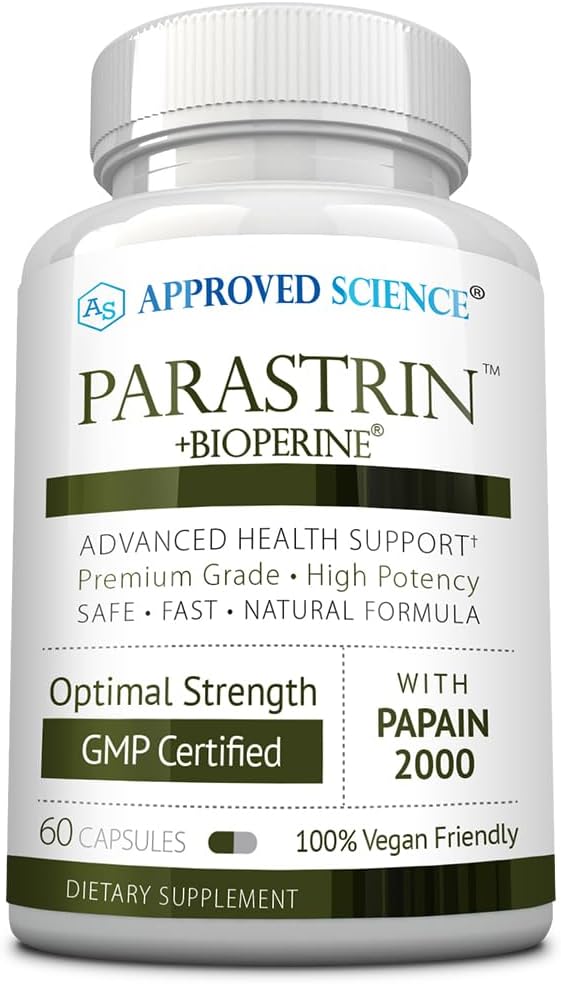 Approved Science Parastrin - 60 Capsules - Black Walnut, Garlic Bulb, Papain 2000, BioPerine - Vegan