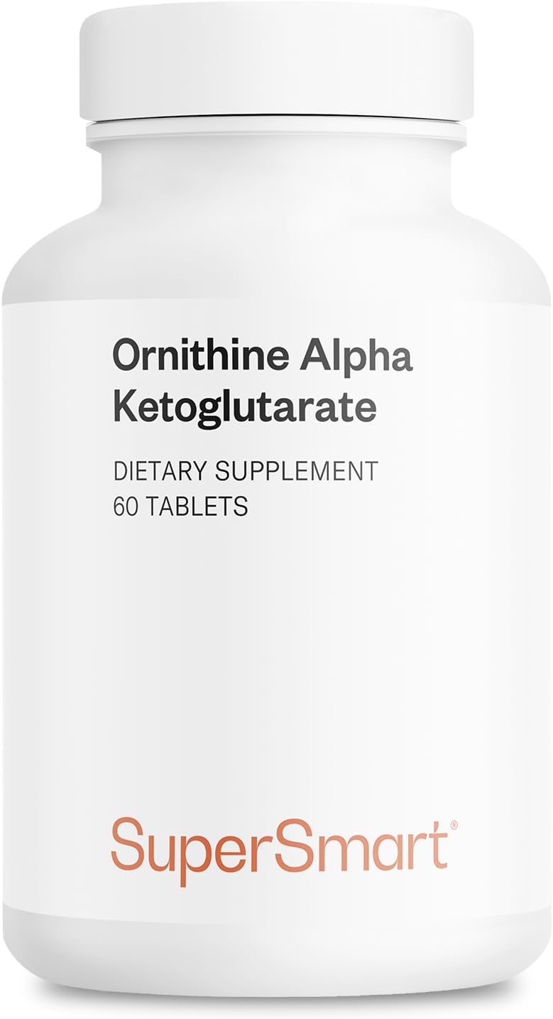 Supersmart - Ornithine Alpha Ketoglutarate OKG 10g per Day (Highly Bioavailable) - Easy-to-Take & Potent L-Ornithine Supplement - Amino Acid | Non-GMO & Gluten Free - 60 Tablets