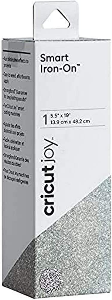 Cricut Joy Smart Glitter Iron On | Silver | 48 cm (19 ft) | Heat Transfer Vinyl Roll (HTV) | for use with Cricut Joy, for Cricut Joy