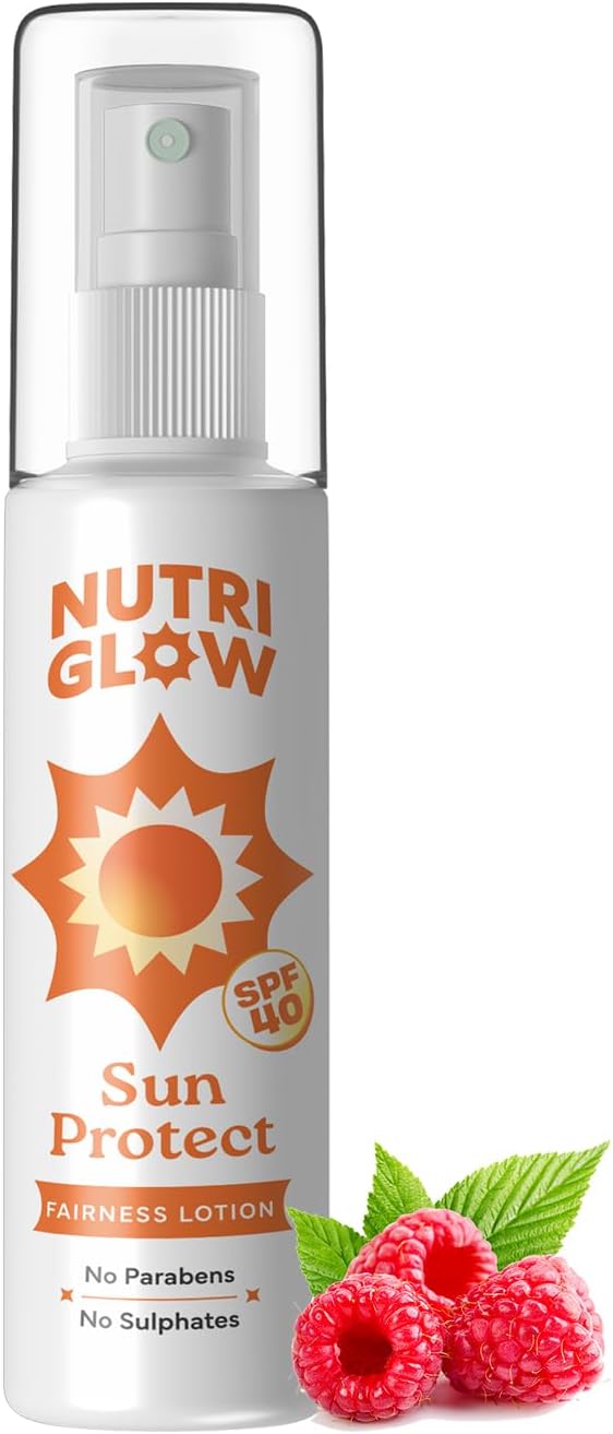 NutriGlow Sunscreen Fairness Lotion SPF 40 PA+++ Broad Spectrum For Dry Sensitive Tan Free Skin,Non Greasy, UVA & UVB Protection, All Skin Types, No Paraben & Sulpahate, 4.05 fl Oz