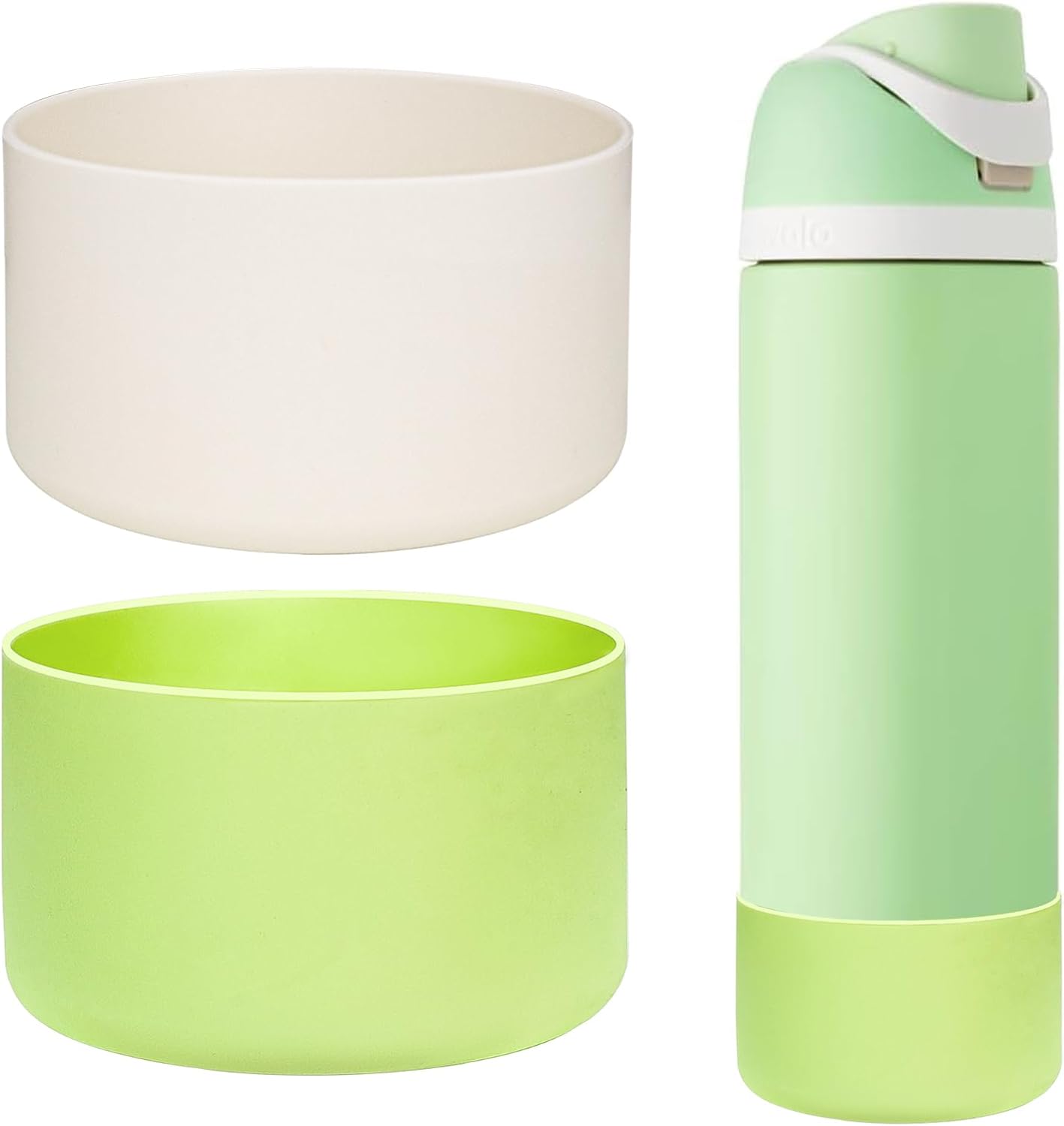 WK IEASON 2Pcs Silicone Water Bottle Boot for Owala 40oz, Protective Flask Bottom Cover Base for Owala FreeSip Twist and Flip Flask Bottles (Cream/Mint, 40OZ)