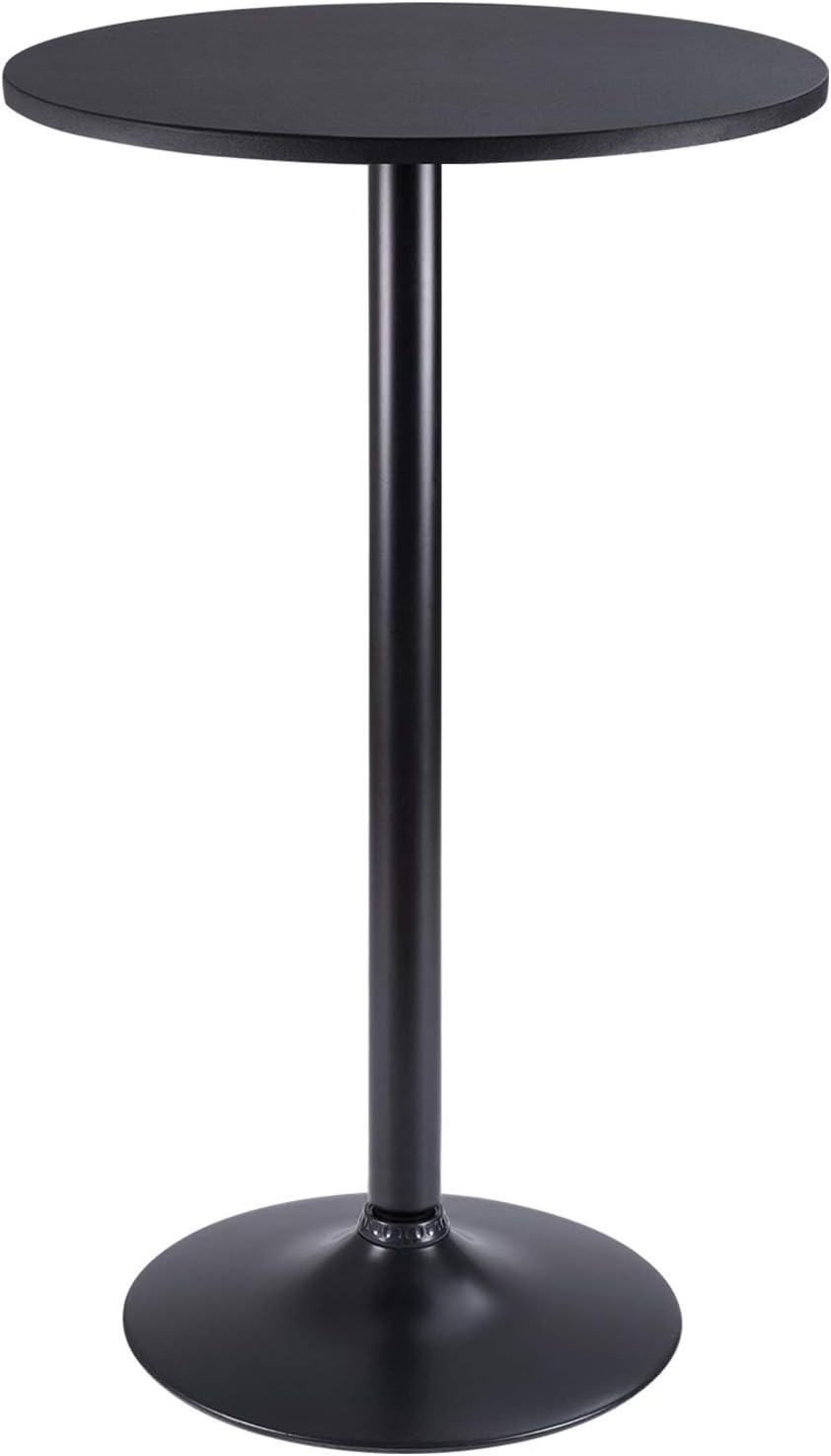Furmax Bistro Pub Table Round Bar Height Cocktail Table Metal Base MDF Top Obsidian 23.8-Inch Top, 39.5-Inch Height (Black, 1-Pack)