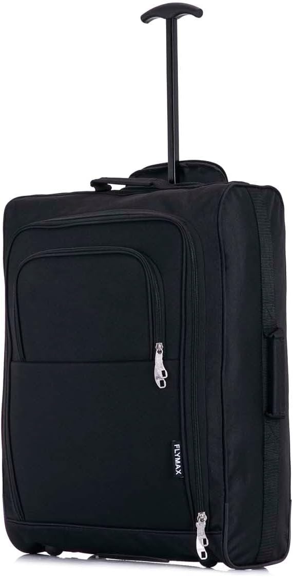 56x45x25 Easyjet Cabin Bag Hand Luggage Approved Cabin Case Lightweight Suitcase Also Approved for BA Jet 2 1.5kg 57L Black