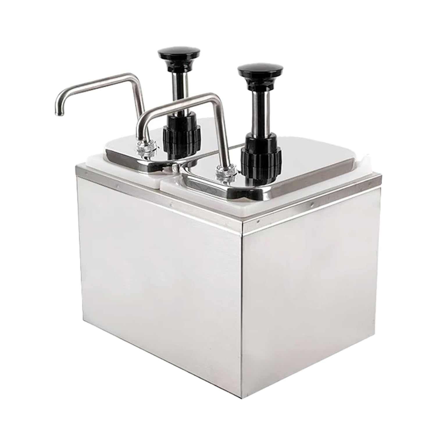 Double Cheese Dispenser with Pump Hot Fudge Warmer Manual Sauce Warmer for Nacho Cheese and Chocolate 2x2l Capacity (Double Cheese Pump)