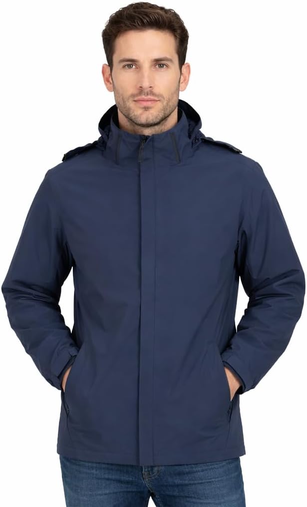 Blu Apparel Mens Waterproof Jacket Men's Rain Jackets Windproof Breathable Mesh Lined Coat for Men