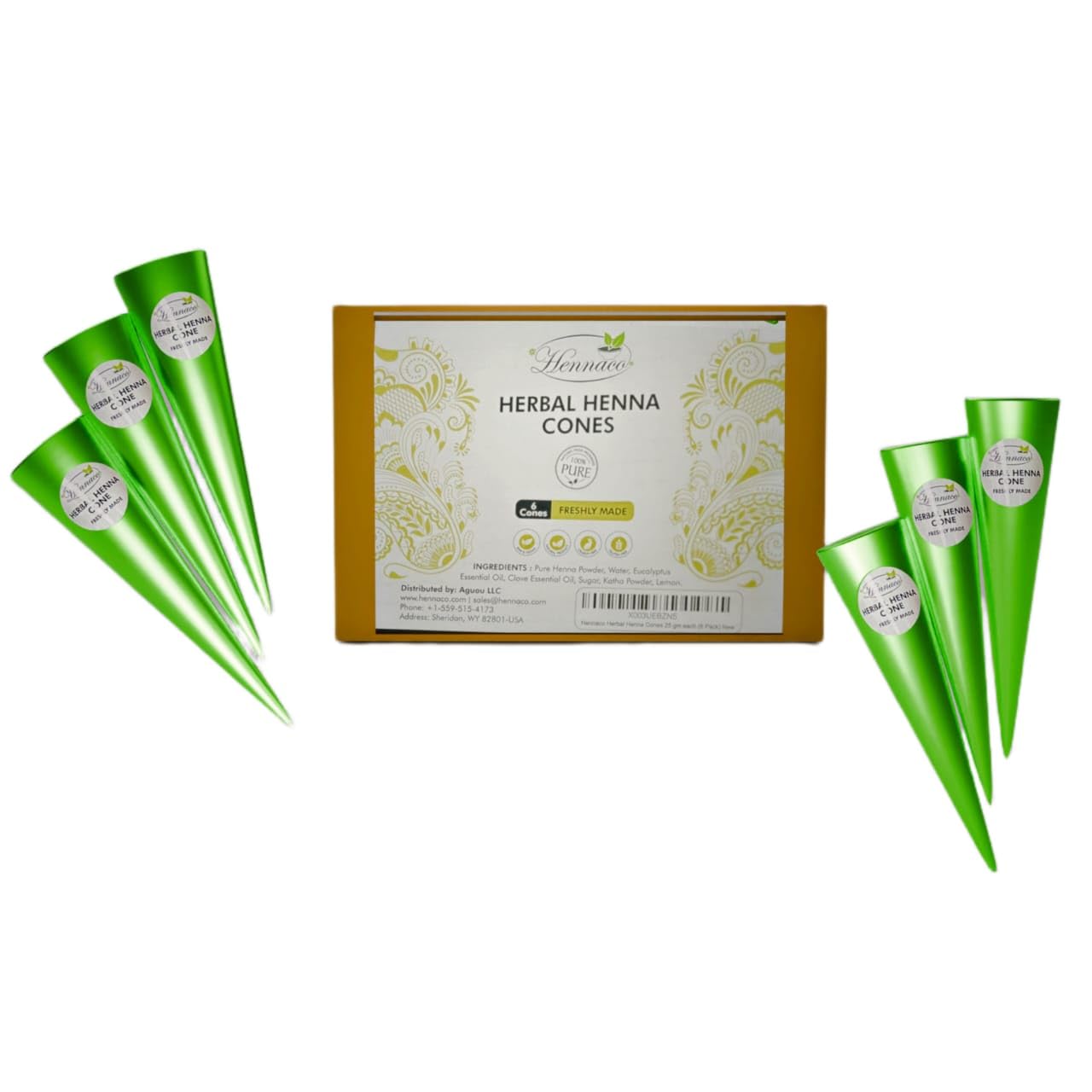 Herbal Hair Coloring Cones - Natural & Pure Henna Dye for Hair (6 Pack)