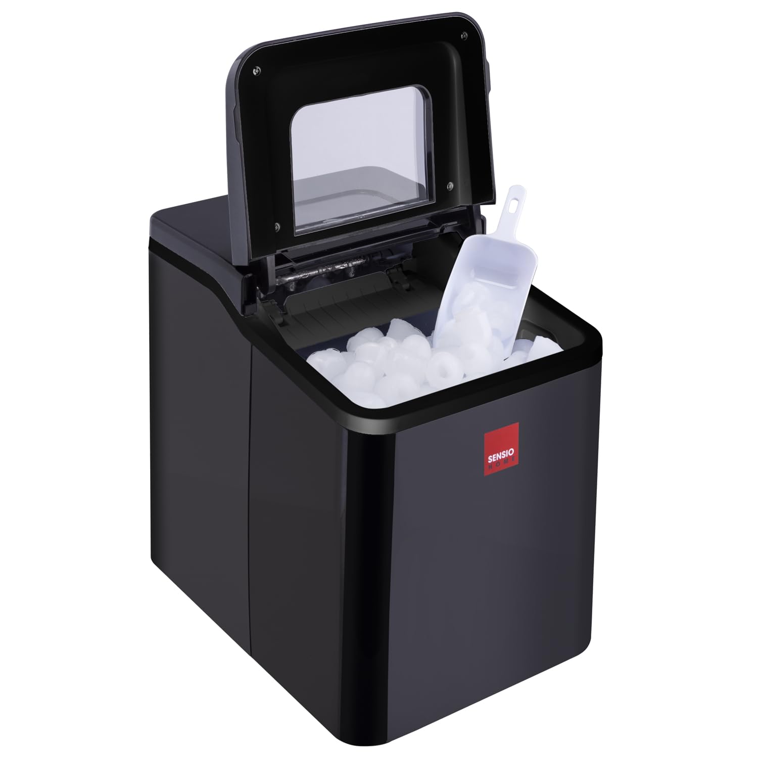 Sensio Home Ice Cube Maker Countertop Machine 9 Ice Cubes in Minutes, 12KG of Ice in 24 Hours, Large & Small Ice, Self Cleaning, With Ice Basket & Scoop for Home Kitchen Bar Office