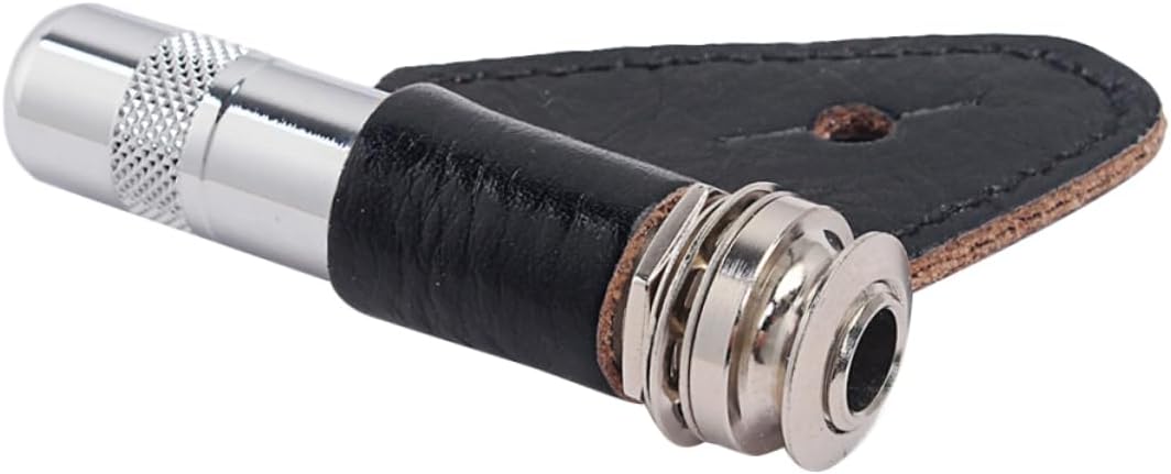 1set Strap Pin Jack Socket for Acoustic and Electric Guitars Copper Body Leather Cover High Sensitivity Endpin Jack Plug for Bass and Guitar Use Black