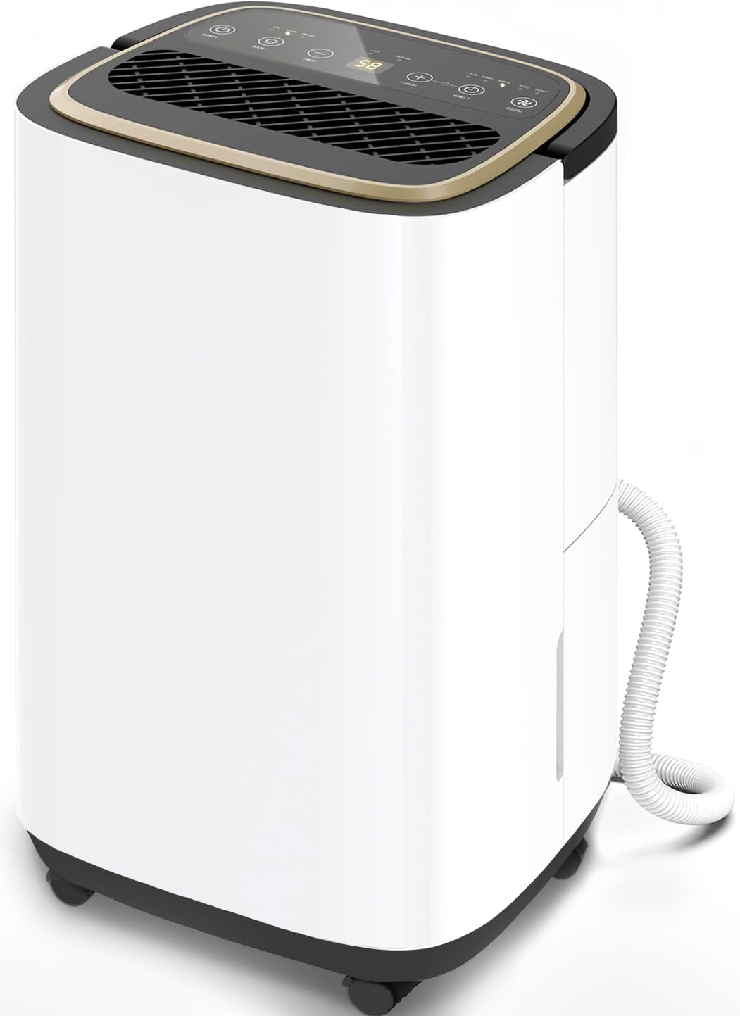 52 Pint Dehumidifier- 5000 Sq. Ft. Large Basement Dehumidifiers with Hose for Large Rooms - Smart Humidity Control with Compressor- Dehu/Dry/Air Mode, LED Display, Timer, Child Lock