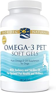 Nordic Naturals Omega-3 Pet, Unflavored - 180 Soft Gels - 330 mg - Fish Oil for Dogs with EPA & DHA - Promotes Heart, Skin, Coat, Joint, & Immune Health