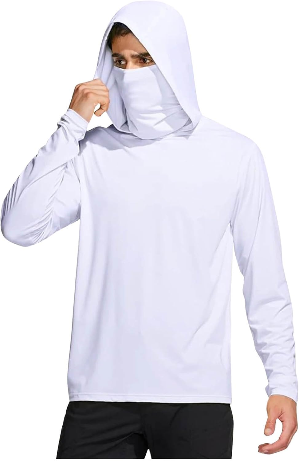 Men's UPF 50+ Sun Protection Shirt with Mask Lightweight Long Sleeve Hooded Cooling Hiking Fishing Performance Shirts