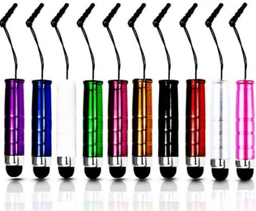 KING OF FLASH Capacitive/Resistive Touchscreen Mini Stylus Pens, Stylus on a String, Comes With 10 Different Colored Styluses (10 Mini Stylus)