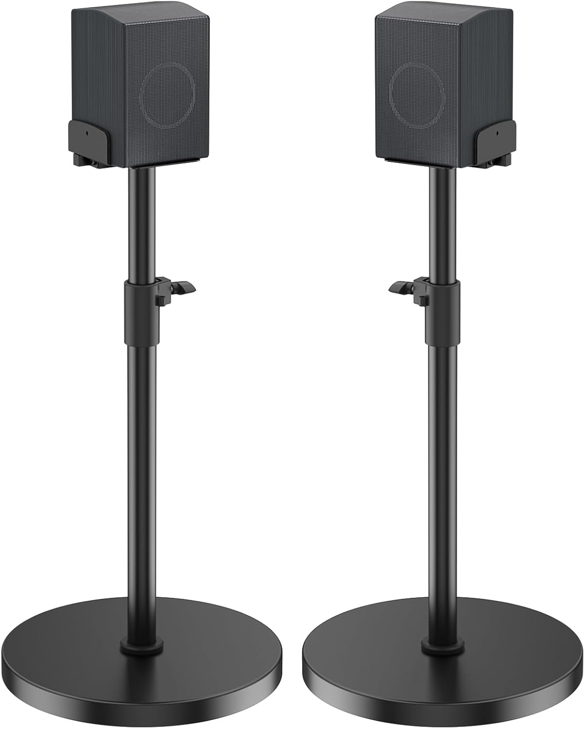 Heavy Duty Universal Bookshelf Speaker Stands Height Adjustable Max to 37.5" for Edifier, KRK, Klipsch, Polk, Yamaha, Sony Bookshelf Speakers, Surround Sound Speaker Stands with Cable Management