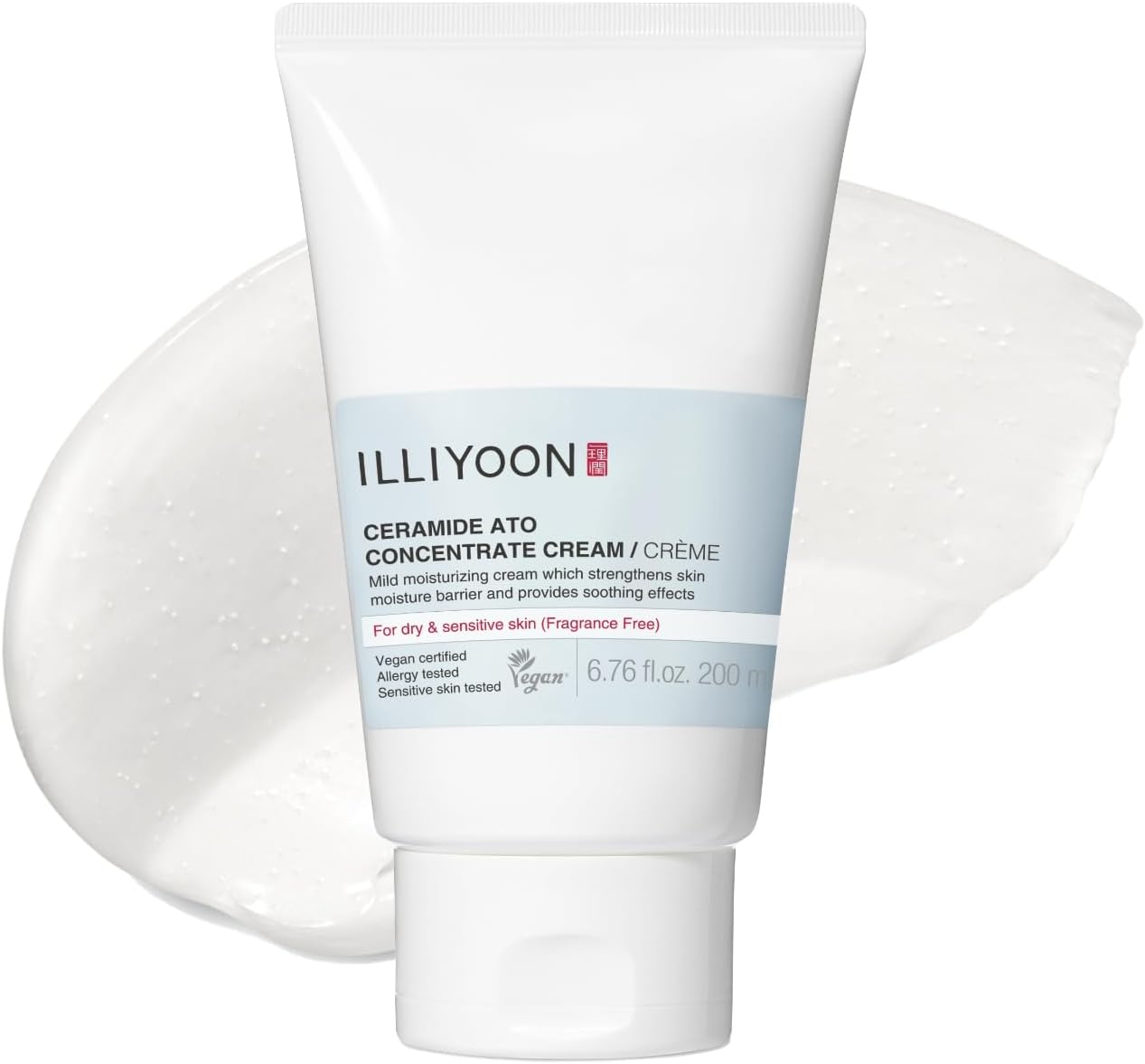 ILLIYOON Ceramide Ato Concentrate Cream (200ml, 6.76 Fl Oz) | Moisturizer for Dry&Sensitive Skin, 100hr Hydration, Restoring Skin Barrier | Gentle for Infants and Adults | Vegan | Fragrance Free