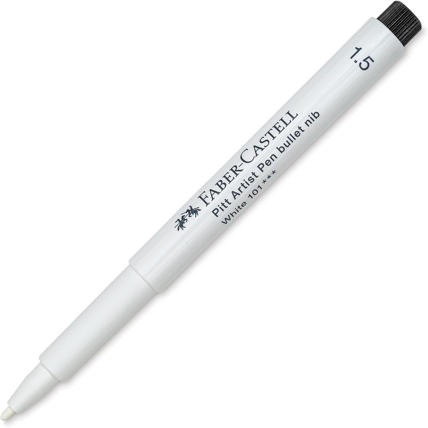 Faber-Castell Art & Graphic Pitt Artist Pen Bullet Nib 1.5 India Ink Pen, White, Single Pitt Pen, For Art, Craft, Drawing, Sketching, Home, School, University, Colouring