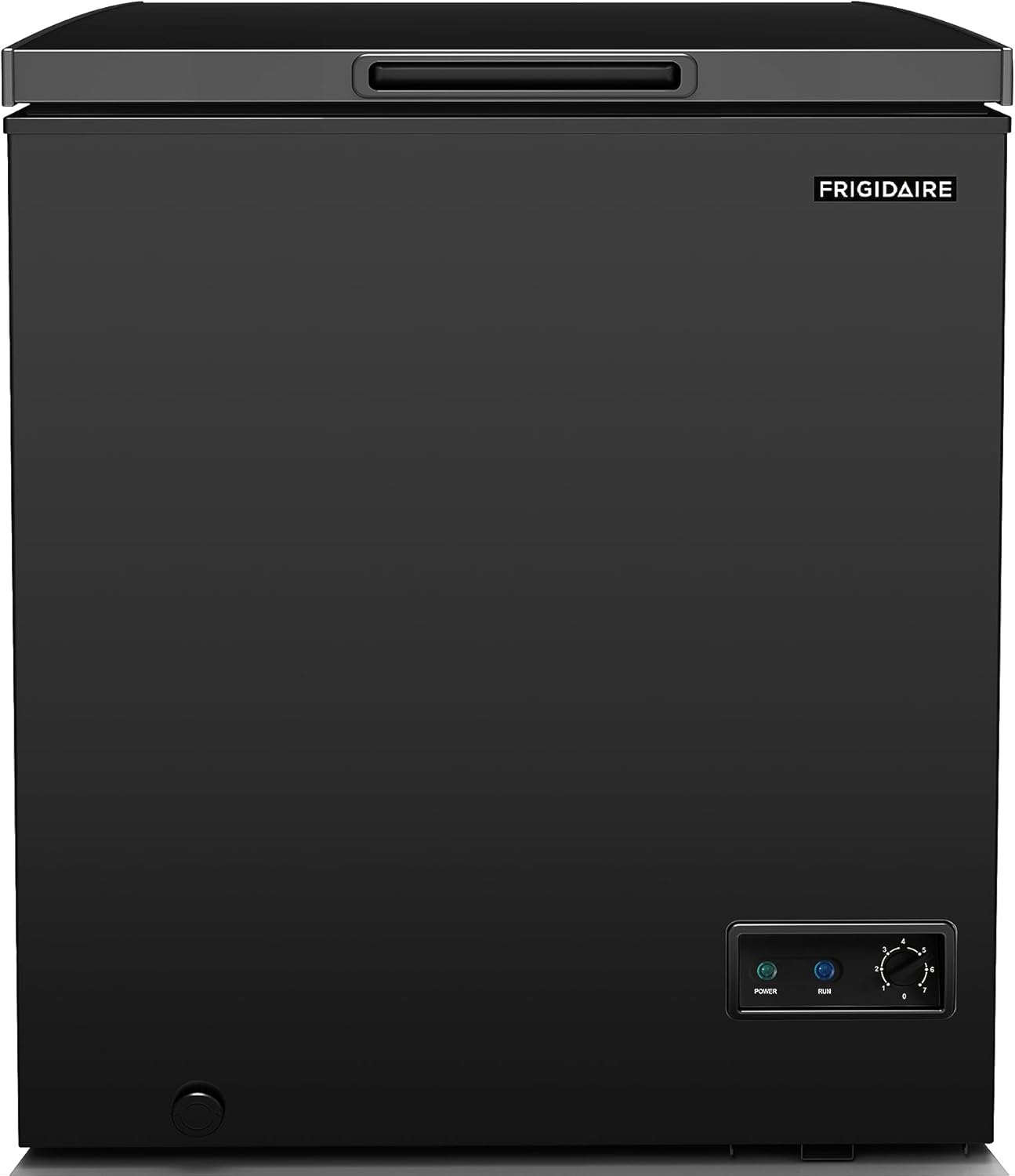FRIGIDAIRE EFRF5003-BLACK Chest Deep Freezer-Garage-Ready, 5.0 Cu. Ft. Capacity, Black-Adjustable Thermostat-Removable Vinyl Coated Wire Basket-Easy Defrost Drain