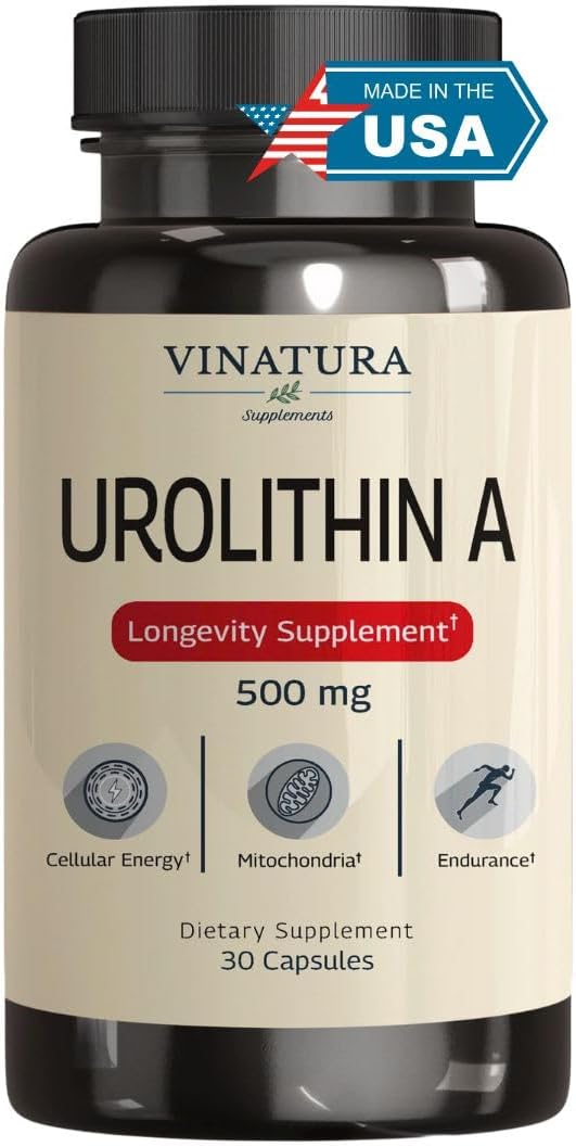 Urolithin A Supplement 500mg - Urolithin A+ for Powerful Antioxidants, Anti Aging and Mitochondrial Support, 30 Capsules