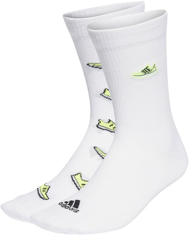 adidas Unisex Run X Ultraboost Shoe Love Graphic Socks 2 Pairs Crew Socks