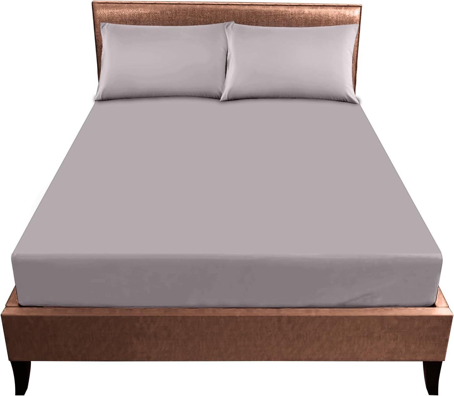 Easy Care Deep Fitted Sheets Double Bed (25 cm), Breathable & Lightweight Plain Dyed Double Bed Sheet, Non Iron Polycotton Elasticated Corner Bedding Double Fitted Sheet, Grey