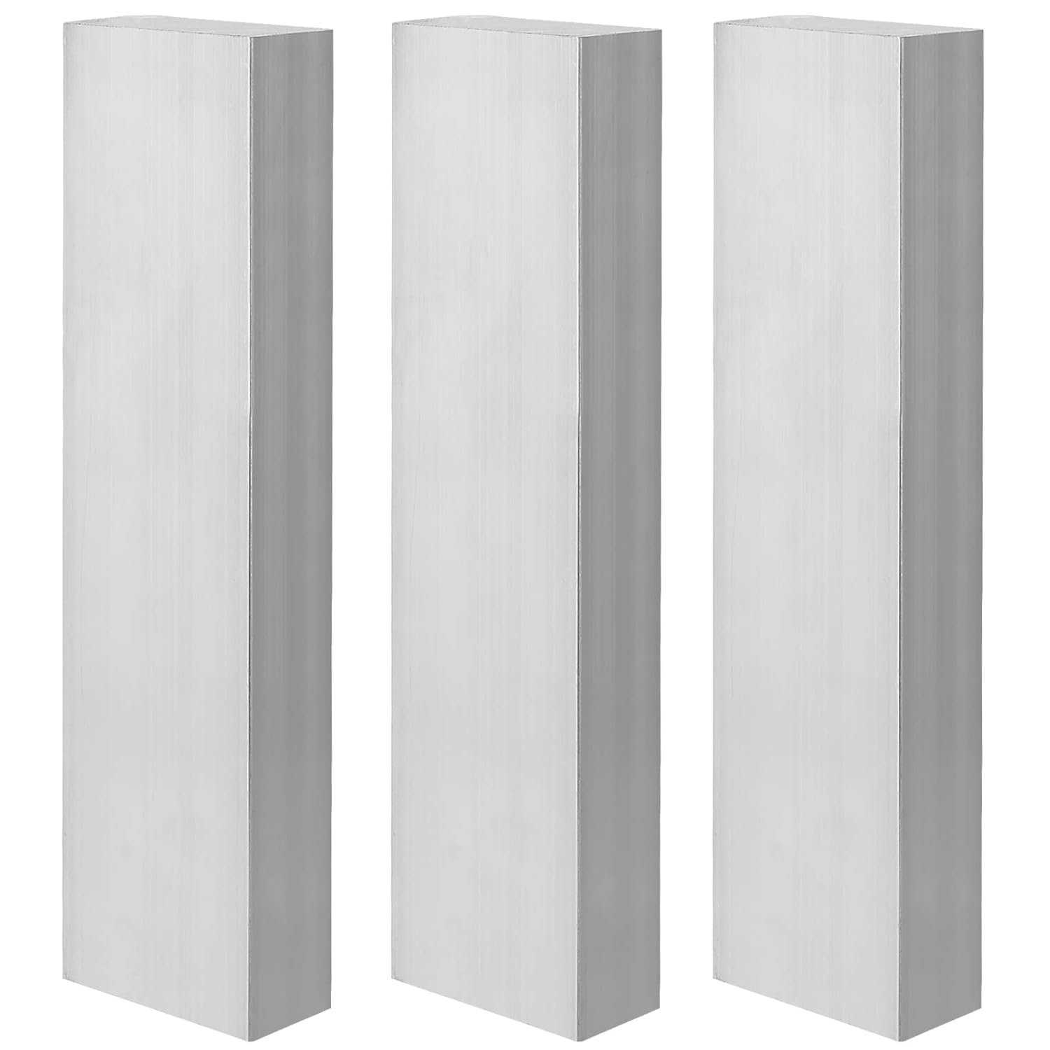 NINGWAAN 3 Pieces 1 x 2 Inch Square Aluminum Bar, Solid New Mill Stock 6061 Long Aluminum Flat Bar Block for Industrial Building Project