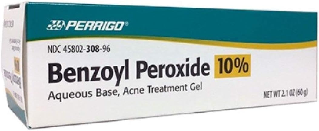 Perrigo 10% Benzoyl Peroxide Acne Treatment Gel 2.1 oz (Pack of 2)