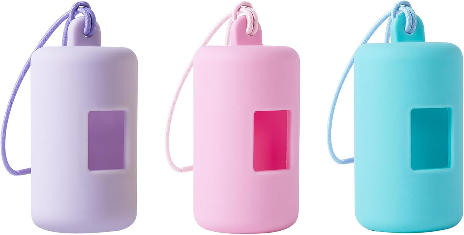 3Pack Dog Poop Bag Holder for Leash,Integrated Molding Soft Plastic Pet Waste Bag Dispenser with Elastic Loop Protable Doggie Poop Bag Dispensers