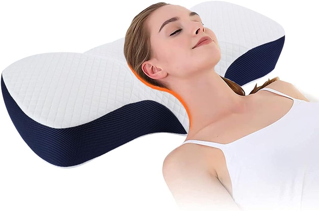 Cervical Pillow Contour Pillow for Neck and Shoulder Pain, Cervical Bed Pillow for Neck Pain Orthopedic Ergonomic Washable Pillow Case for Multiple Sleeping Positions