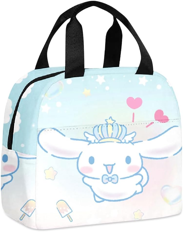 LKNBIF Cinnamorroll Lunch Bag, Thermal Insulation Tote Cooler Box for Kids, Portable Lunch Box for Picnic, School, Travel