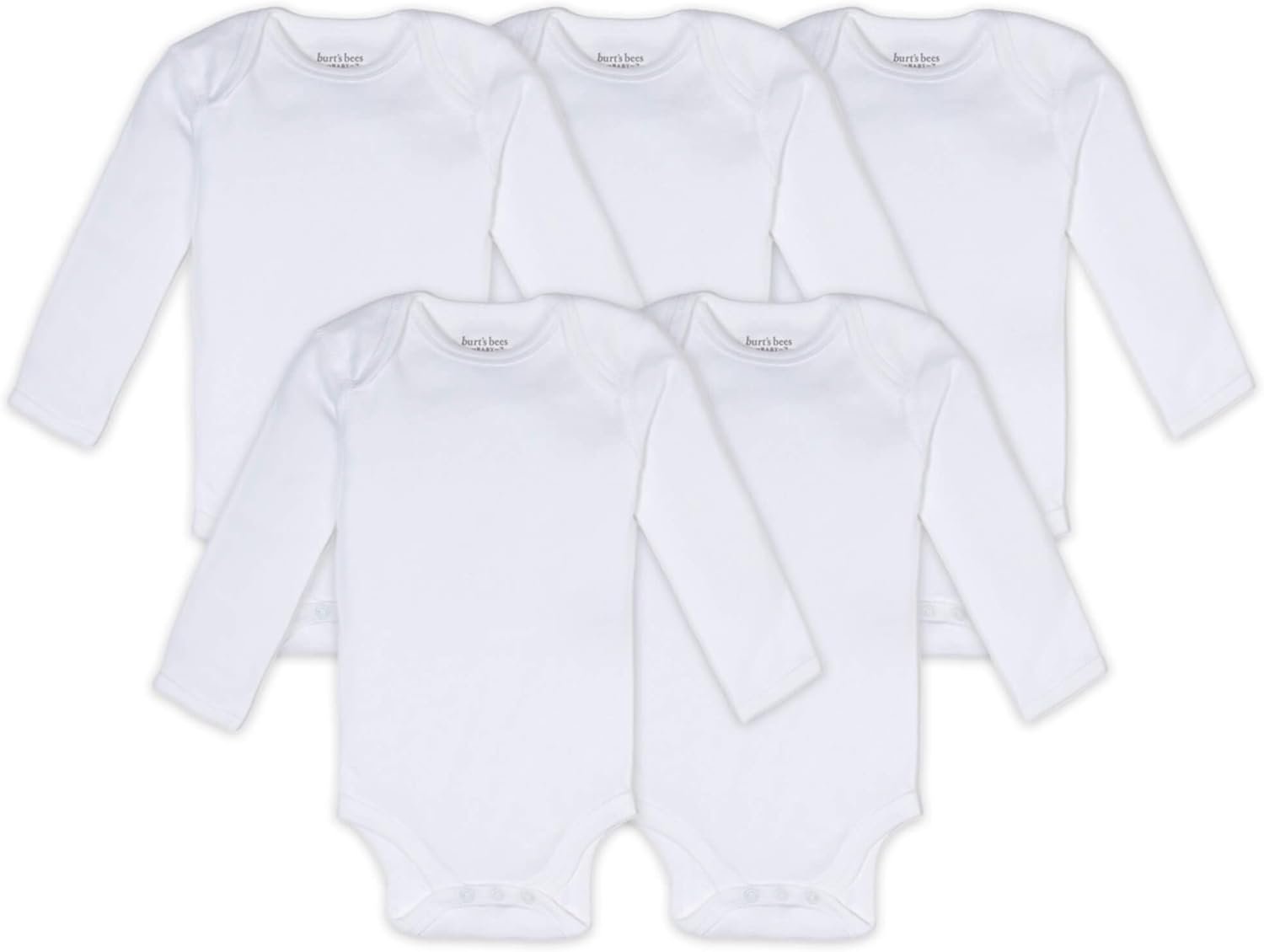 Burt's Bees Baby Unisex Baby Bodysuit 5 Pack L/S 12 Months